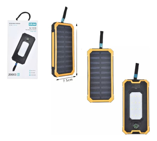 Cargador Portátil Solar Con Linterna Y Brújula 20000mah