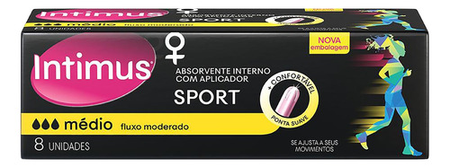 Absorvente Sports Médio Com Aplicador 8 Unidades Intimus