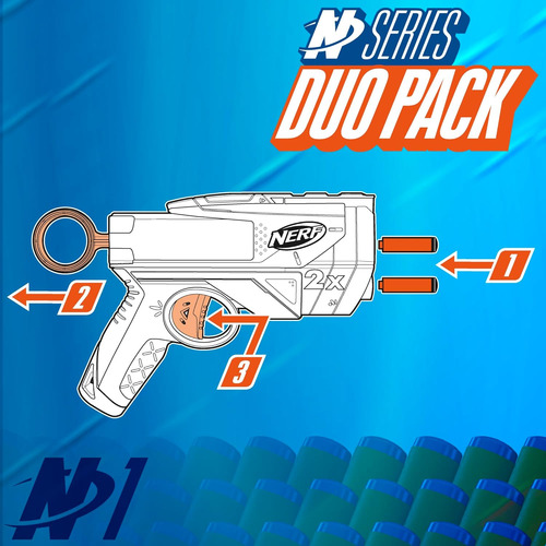 Nerf N Series Duo Pack, Incluye 2 Lanzadores Ward, 12 Dardos