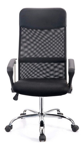 Imagen 1 de 2 de Silla de escritorio Deco Hogar 8214 ergonómica negra con tapizado de mesh