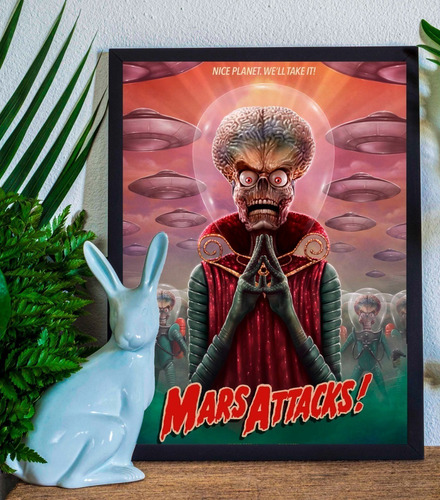 Cuadro Marco Negro Poster 33x48cm Mars Attacks Ilustracion