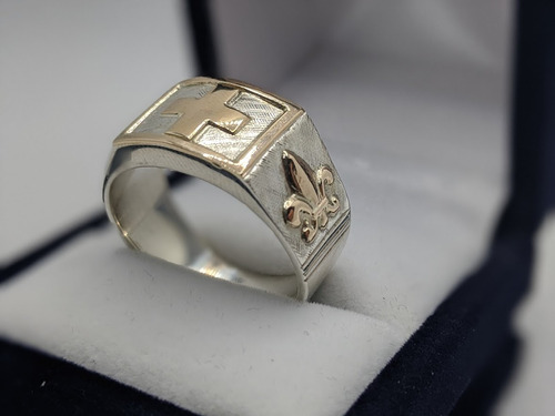 Anillo Enfermeria Plata Y Oro Rectangular Con Apliques 