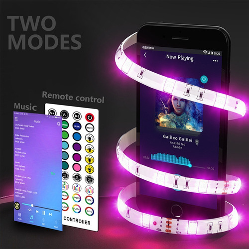 Imagen 3 de 9 de Tira De Luces Led Con Bluetooth Música Rgb 5050 Ip65