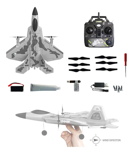 F22 Jet Fighter Control Remoto Con Luces Led Hobby Rc Jet