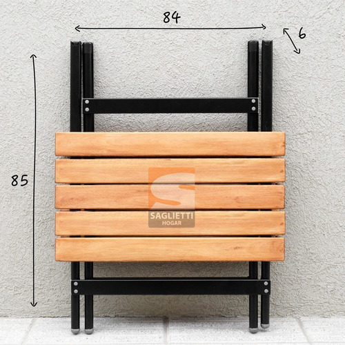 Mesa Plegable Alta Aluminio Madera Negra 84x75 Premium