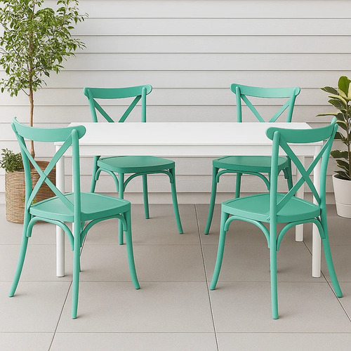 Pack 4 Sillas De Terraza O Comedor Crossback Danubio - Menta
