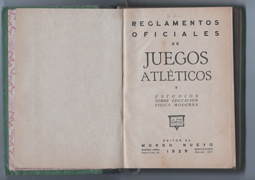 Reglamentos Oficiales De Juegos Atléticos [ Ed. 1929 ]