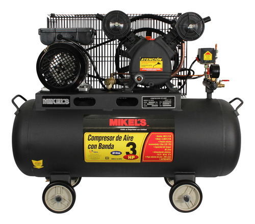 Compresor De Aire Manómetro 3 Hp Con Banda 60 Lts Mikels