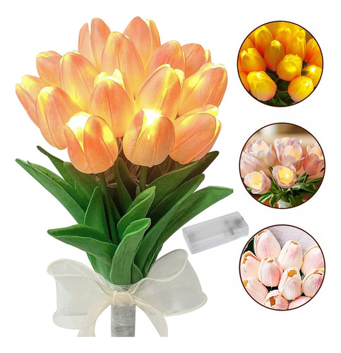 Hi, Lámpara De Tulipanes Led Luz Nocturna Con 10 Ramo Flores