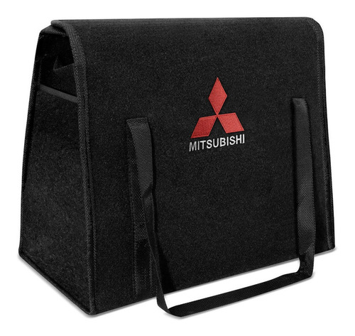 Bolsa Organizadora Porta Malas Logo Mitsubishi Carpete Preto