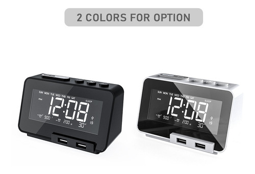 Imagen 3 de 6 de Set De Radio Multifuncional Con Pantalla Lcd De 2 Relojes Y