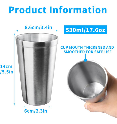 Tazas De Acero Inoxidable De Linall, 18 Oz Shatterproof Port
