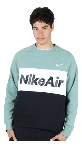 Buzo Nike Air Fleece Crew En Verde/blanco | Envío gratis
