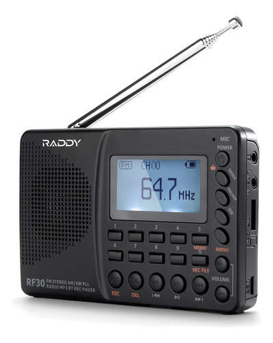 Radio Digital Portatil Am Fm Sw Sintonizador Recargable Onda