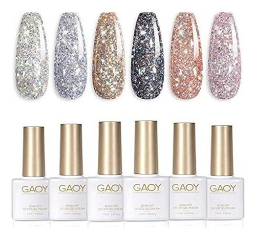 Esmalte De Uñas - Gaoy Chrome Platinum Glitter Gel Nail 