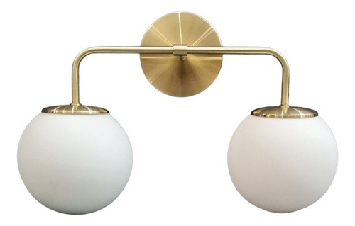 Aplique Pared 2 Luces Dorado Mate Esferas Globos 15ø Opal 