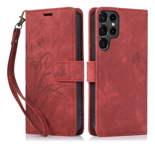 Funda De Teléfono Mariposa Orquídea Para Samsung, Con Cordón