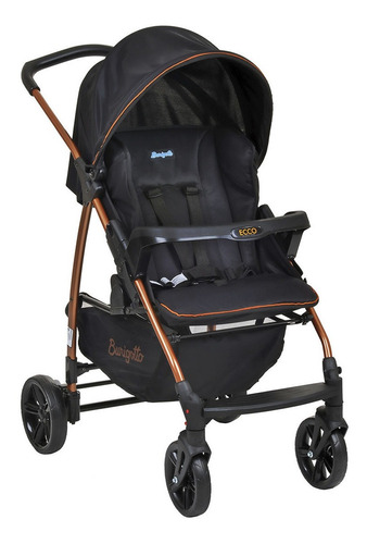 Carrinho de bebê de paseio Burigotto Ecco preto e cobre com chassi de cor cobre