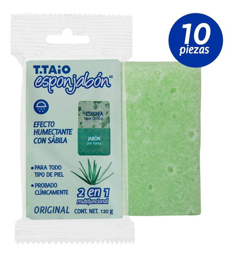 Esponja Y Jabón 2 En 1 Sábila 10 Piezas