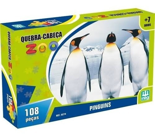 Quebra Cabeça Zoo Pinguins 108 Peças - Nig Brinquedos