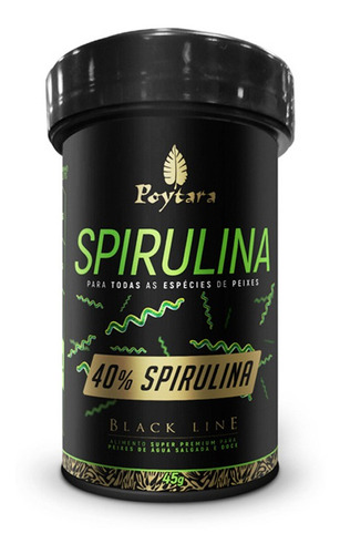 Poytara Spirulina 40% Black Line - 45g - Ração Peixes