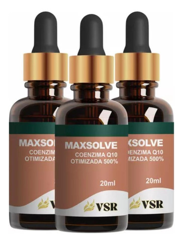 Kit 3 Frascos Maxsolve Coezima Q10 Suplemento Premium 30ml