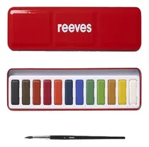 Comprar 12 Acuarelas Pastilla Pintura Artística Reeves Lata Pincel