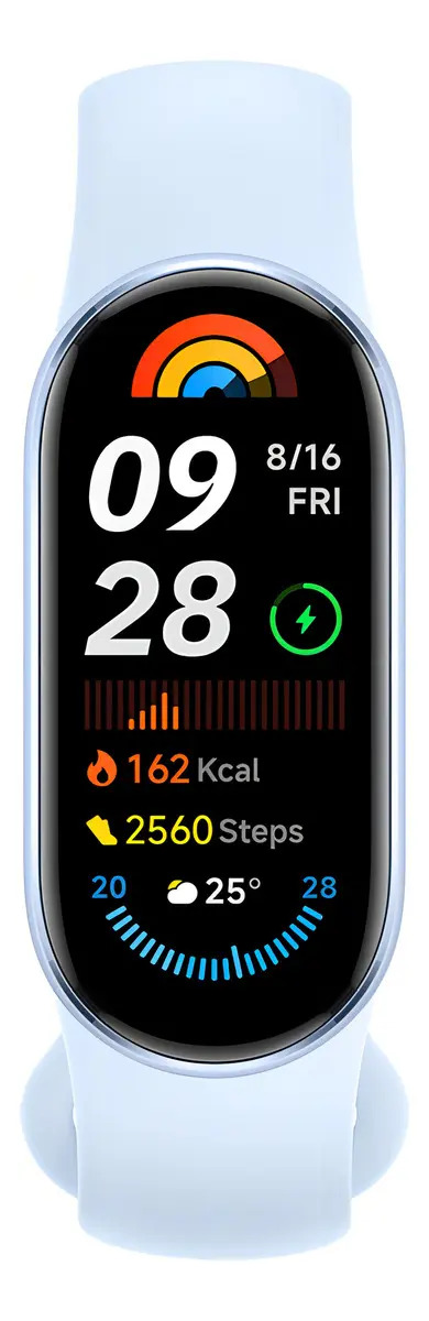 Relógio Smartband Xiaomi Mi Band 9 Global Amoled 5atm Azul Bisel Preto Desenho da pulseira Lisa