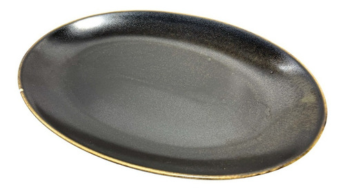 Plato Fuente Oval Playo Porcelana Negra Linea Glaze 31cm