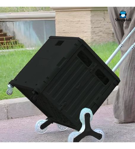Carro Plegable Con Ruedas De Escalada De Escalera Multiusos Color Negro ShopMall