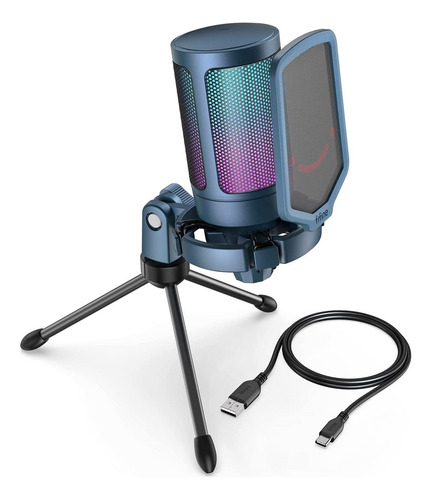Micrófono Fifine Ampligame A6v Rgb Usb Cardioide - Blue