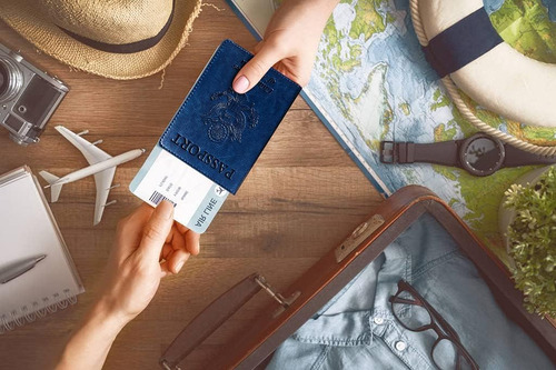 Porta Pasaporte Y Carnet De Vacunacion Kaoban Azul Marino