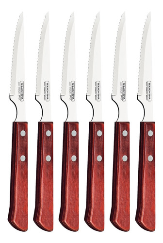 Cuchillo Asado X6 Mango Madera Cerezo Polywood Tramontina