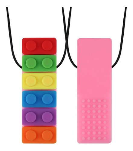 Collar de silicona para la dentición sensorial con bloques de autismo, tdah/tea+nf, color rosa