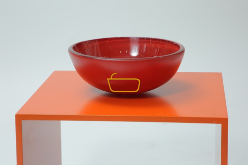 Imagen 3 de 10 de Bacha Baño Apoyo 30 Cm Vidrio Color Rojo
