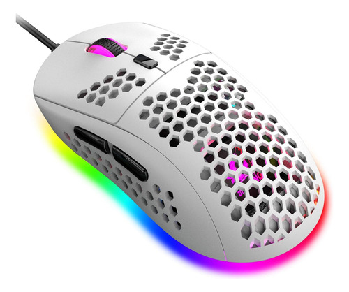 Ratón Juegos Liviano Con Carcasa Ergonómica Panal Modo 6 Rgb