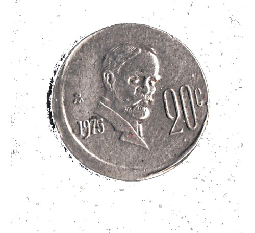 20 Centavos 1975 Madero Descentrada 25 %
