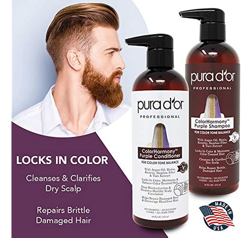 Pura Dor Colorharmony Purple Shampoo Y Conditioner Biotin Se