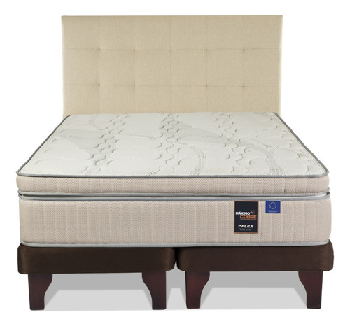 Cama Europea Maximo Cobre Flex 2 Plazas Bd + Respaldo Crudo