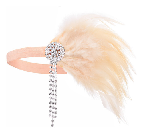 Diadema De Plumas Diadema Elástica Con Diamantes De