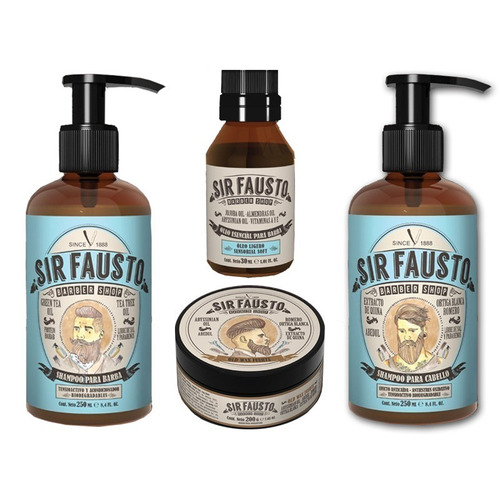 Shampoo Para Barba + Pelo + Old Wax Fuerte + Oleo Sir Fausto