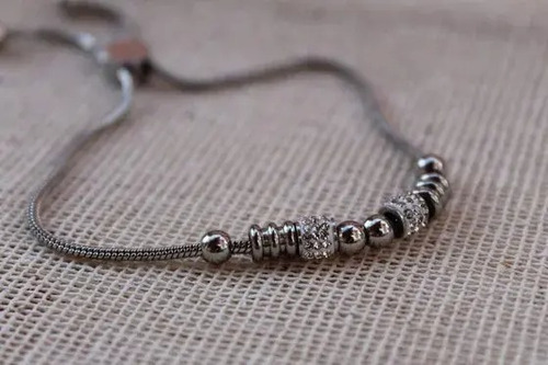 Pulsera Ajustable Mujer Cristales Austriacos Acero 26cm