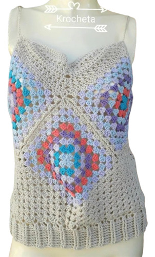 Top Remera Blusa Musculosa Crochet Tejido Krocheta 