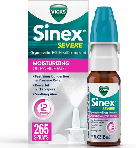 Vicks Sinex Humectante Nasal Y Sinus Spray, Ultra Fine Mist,