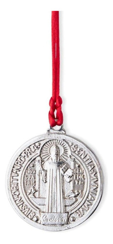 Medalla De San Benito Con Cinta Roja Para Colgar En Puertas