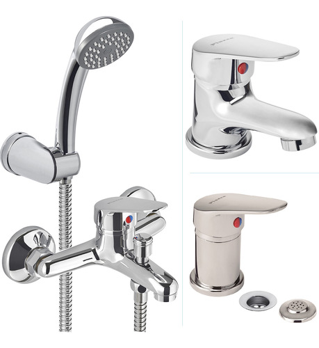 Combo Grifería Baño Comp Piazza Domani Lavatorio Ducha Bidet