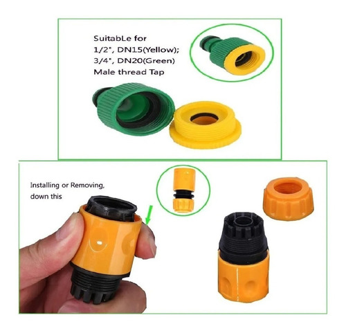 Kit Riego Acople 1/2 Con Pistola Agua P/jardin + Acoples