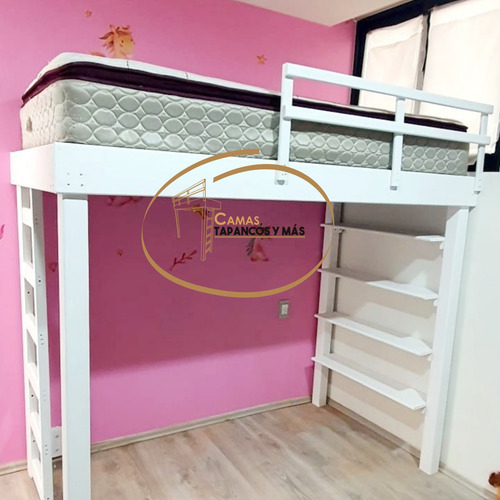 Imagen 1 de 5 de Cama Alta Con Repisas