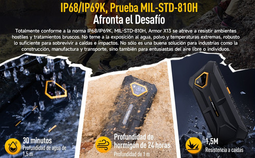 Ulefone Celular Ulefone Armor X13 Teléfono Robusto Dual Sim 6gb (+6g