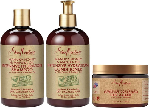 Sheamoisture Kit Shampoo, Acondicionador Y Mascarilla Manuka
